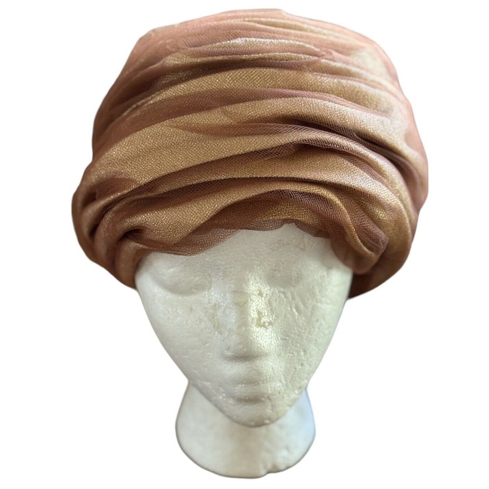 CHRISTIAN DIOR Chapeaux artistic Gold Sparkle tulle Turban fashion Designer hat